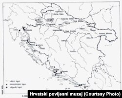 Карта концентрационных лагерей Независимого Государства Хорватия