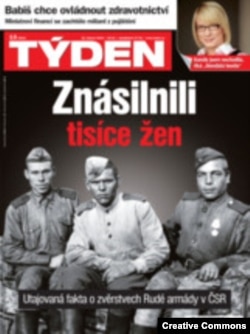 Обложка еженедельника "Тыден" со статьей об изнасилованиях чешских женщин красноармейцами