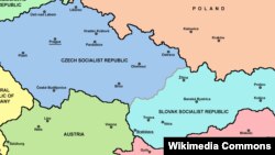 Карта Чехословакии до распада в 1992 году